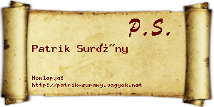 Patrik Surány névjegykártya